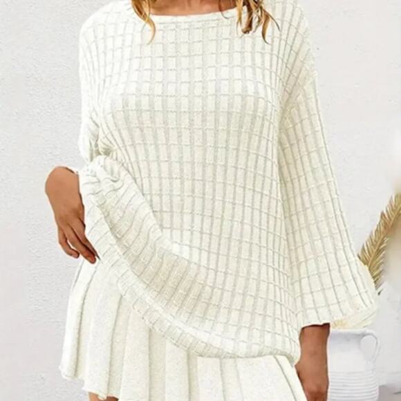 NEW SET knit oversized sweater pleated mini skirt by COMMENSE M - Picture 4 of 14